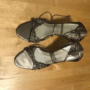 NWT BCBG Silver Strappy Heels 🔥